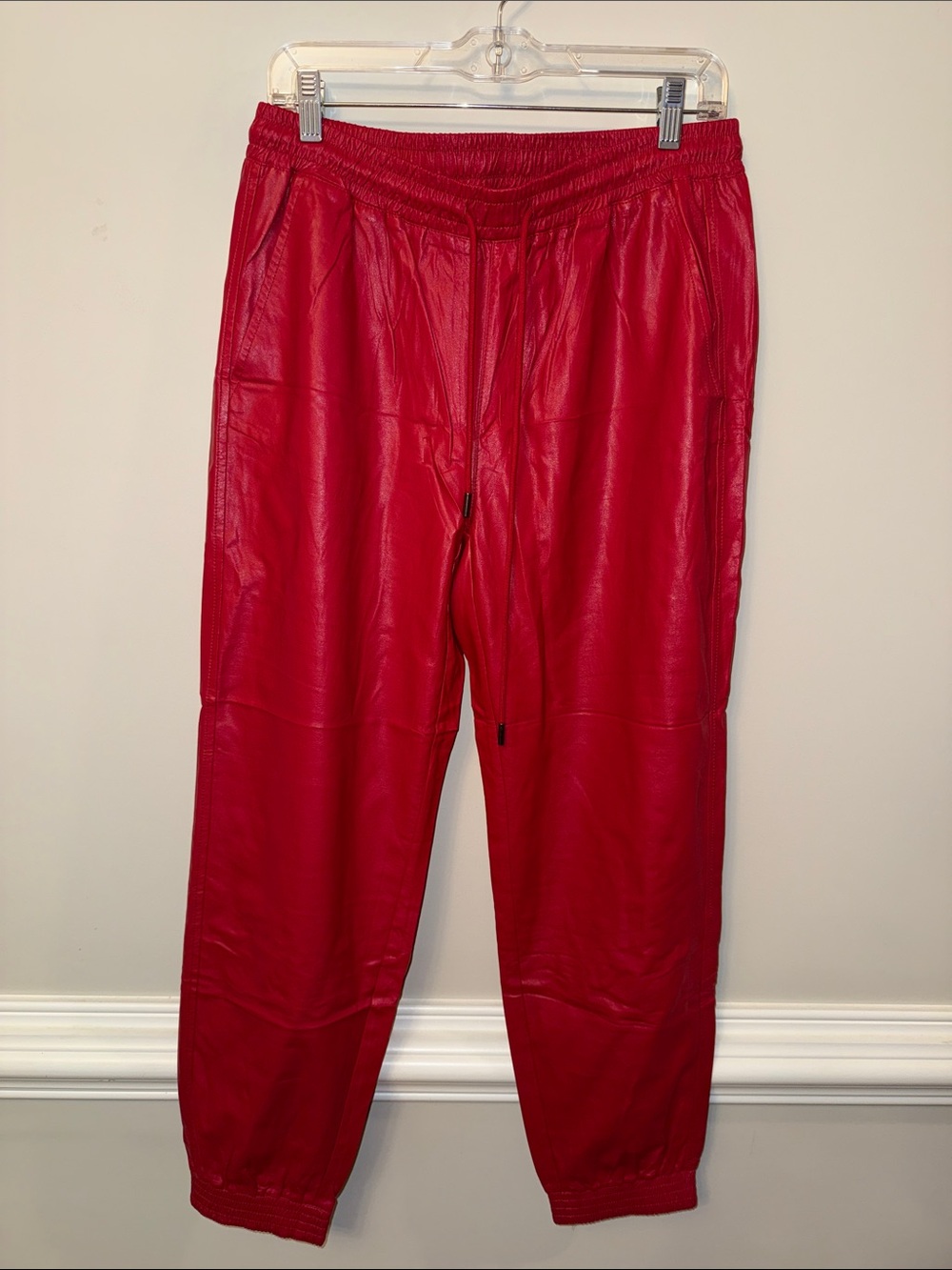 Stella Luce Red Faux-Leather Jogger Pants